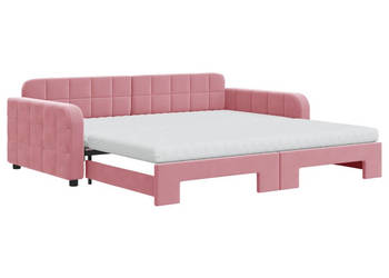 Sofa rozsuwana z materacami różowa aksamit 100x200 cm WM-3196963