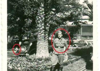 Stare zdjęcie żołnierz niemiecki 2 wojna światowa pojazd