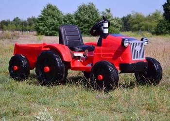 BAWIBUS.PL Autko na akumulator TRAKTOR Z PRZYCZEPKĄ auto traktorek czerwony