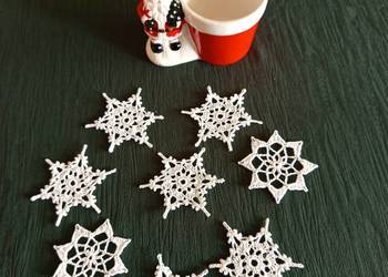 Gwiazdki szydełkowe ozdoby choinkowe rękodzieło Święta