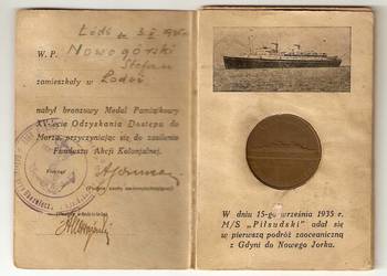 Medal z leg. XV-lecia Odzyskania Dostępu do Morza z 1935r.