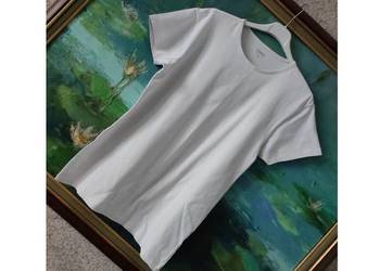biała klasyczna koszulka letnia t-shirt bluzka bawełniana krótki rękaw