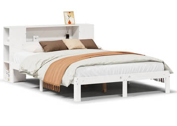 Łóżko z regałem bez materaca białe sosnowe 135x190 cm WM-3322510