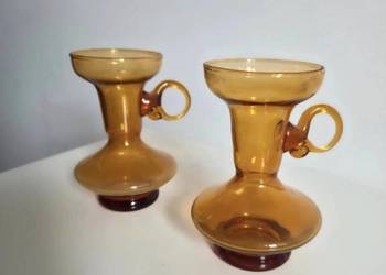 Świecznik wazon kaganek szkło PRL