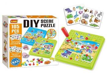 Puzzle konstrukcyjne + śrubokręt, 105 elementów - zwierzęta
