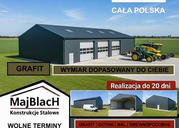 Grafitowy Garaż Blaszany Dwuspadowy RAL Wiata Gospodarcza  - Maj-BlacH