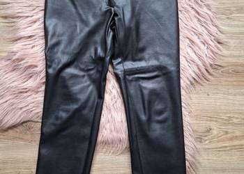 Czarne skórzane spodnie proste 38 wysoki stan triangle