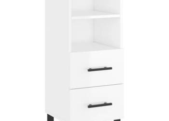 Szafka biała połysk 345x34x90 cm materiał drewnopochodny WM-828694