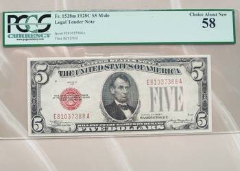 Banknot USD 5 $ 1928 C PCGS 58