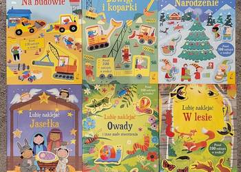 Lubię naklejać Dźwigi koparki Owady Dinozaury Jasełka W lesie