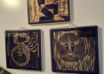 Plytki zodiak w ramce 3 sztuki unikat