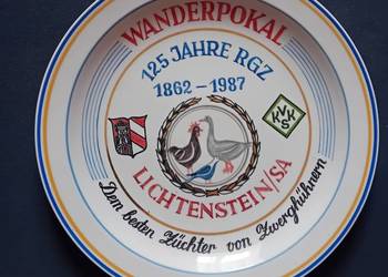 Patera okolicznościowa Colditz. Nagroda na wystawie drobiu Lichtenstein 87. Patera okolicznościowa Colditz. Nagroda na wystawie drobiu Lichtenstein 87.