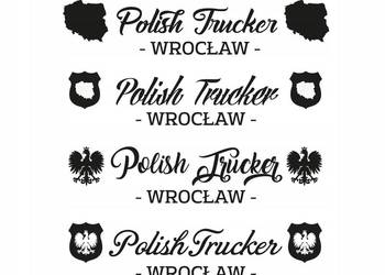 Naklejki POLISZH TRUCKER + WŁASNE MIASTO, IMIĘ TIR