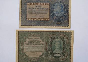 100, 500 Marek Polskich 1919 zestaw 2 szt.
