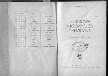 (1838) ILOŚCIOWA MIKROANALIZA CHEMICZNA I. KORENMAN