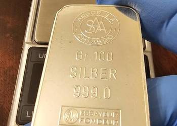 Srebrna sztabka 100g Argor Chiasso SAA