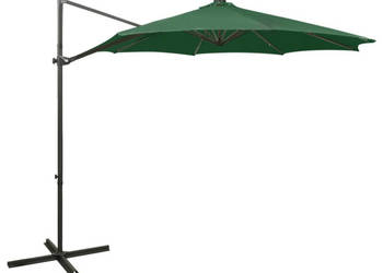 Parasol wiszący z LED i słupkiem zielony 300 cm WM-312337