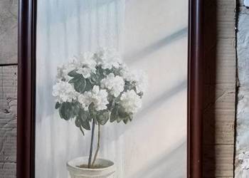 Obraz olejny 40x70 cm w ramie drewnianej. Azalia.