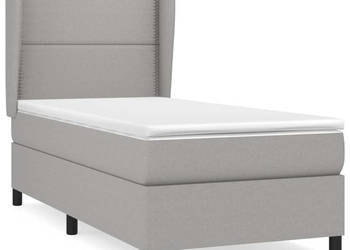 Łóżko kontynentalne z materacem jasnoszare tkanina 90x200 cm WM-3127853