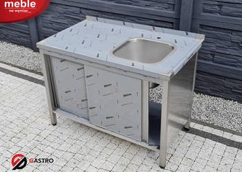 Zlew gastronomiczny z szafką - drzwi przesuwne 130x70x85