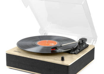 Gramofon Retro z Wbudowanymi Głośnikami w drewnie