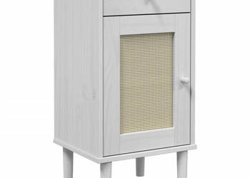 Szafka nocna SENJA imitacja rattanu biała 40x35x80 cm sosna WM-358017