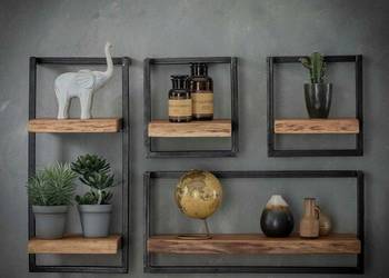Zestaw Półek wiszących na ścianę LOFT DĄB + STAL mal. PROSZKOWE