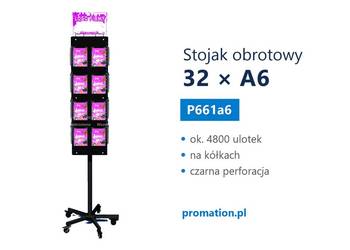 Obrotowy stojak na ulotki A6, 32 kieszenie i czarna perforacja P661a6