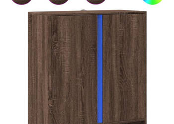 Szafka z LED brązowy dąb 77x34x85 cm materiał drewnopochodny WM-852137
