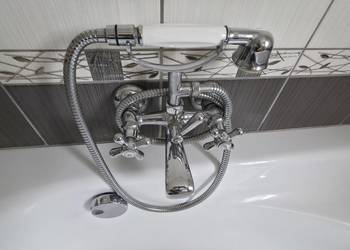Stylowa bateria retro wannowa natynkowa chrom