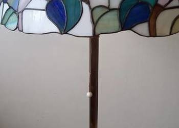 Mosiężna lampa podłogowa - klosz witraż