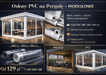 OSŁONY PCV DO PERGOLI I TARASU – SYSTEM MODUŁOWY 220 CM