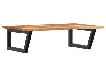 Półka ścienna pod umywalkę stal i lite drewno akacjowe WM-3302835
