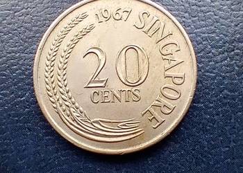 Stare monety 20 cent 1967 Singapur