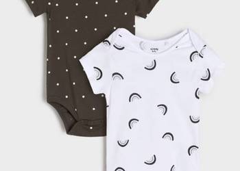 Body niemowlęce Sinsay 56 Białe czarne bawełna groszki kropki łuki tęcza