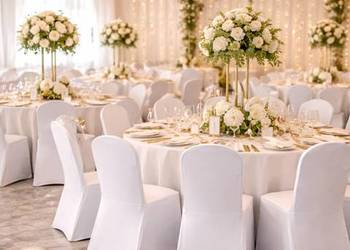 Pokrowiec na krzesło pokrowce bankietowy biały czarny