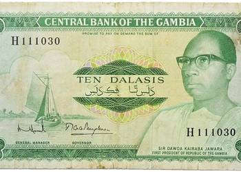 GAMBIA 1972/1986-P6c -10 dalasis!Gratis wysyłka!