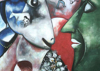 Prezent dla znajomej Obraz olejny Ja i wieś - Marc Chagall