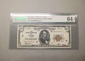 USA 5 Dolarów 1929 r Chicago PMG 64 EPQ