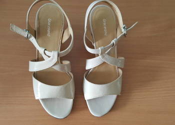SANDAŁKI, sandały na obcasie, kolor nude, beż, r. 38, buty