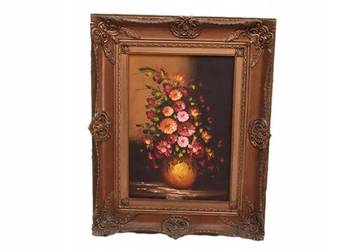 Obraz na Płótnie - Kolorowe Kwiaty w Wazonie - Złota Rama 106 x 83cm