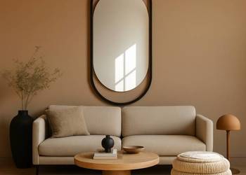 Lustro owalne w czarnej matowej ramie mdf - OLIWIER - kolor ramy do wyboru