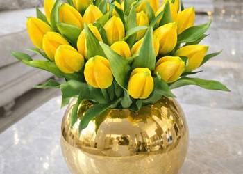 Tulipany silikonowe żółte| realistyczny wygląd | 27 cm bukiet | 7 szt.