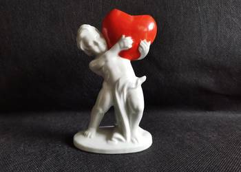 Stara figurka porcelanowa, wazon Aniołek, Putto