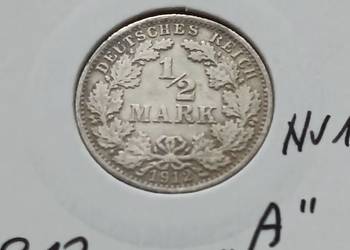 1/2 Marki Prusy 1912 r. nr. 1 - mennica A