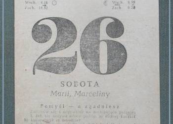 Kartka z kalendarza / zdzierak / kalendarz / 26.04.1958