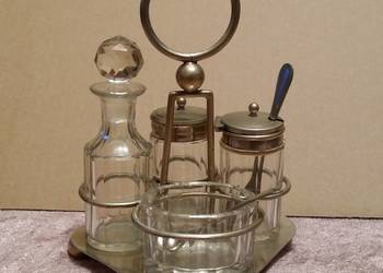 Kabaret stary angielski EPNS cięte szkło