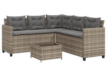 vidaXL Narożnik ogrodowy z poduszkami i stolikiem, rattan PE(SKU:369041)