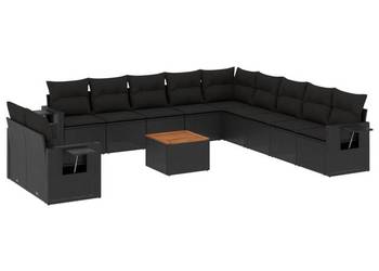 vidaXL 12-cz. zestaw mebli do ogrodu, z poduszkami, czarny(SKU:3256972)