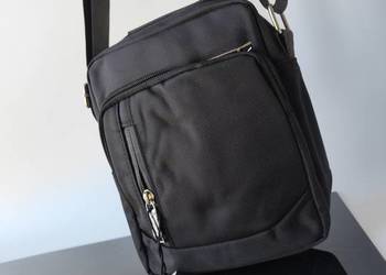 Torebka saszetka czarna na długim pasku nowa męska